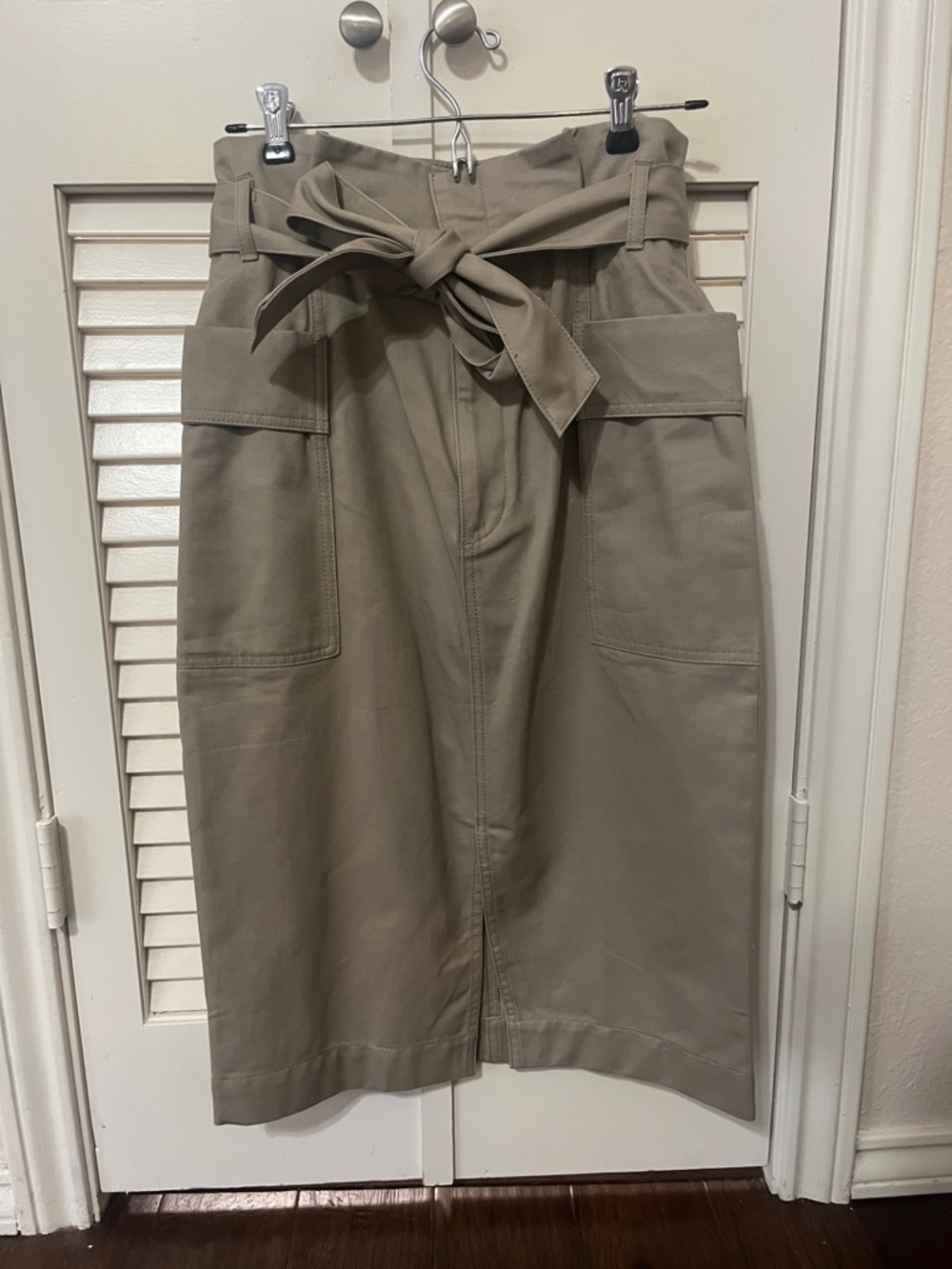 H&M Taupe Utility Midi Skirt with Tie Belt